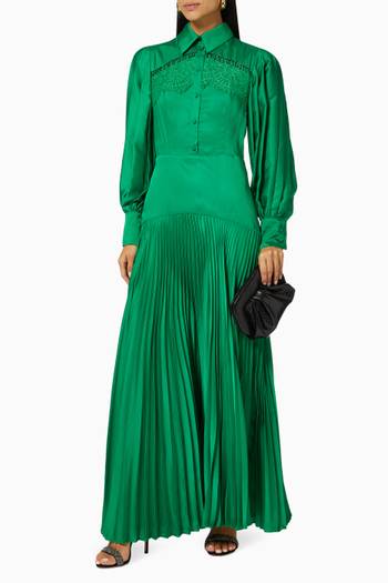 hover state of Pleated Maxi Dress in Satin    