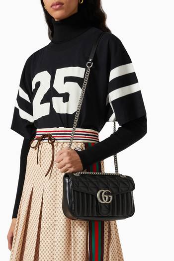 hover state of GG Marmont Small Shoulder Bag in Matelassé Leather    