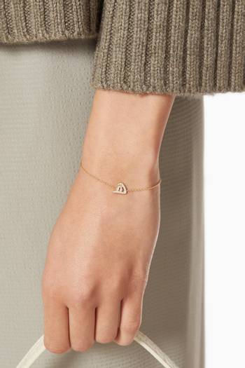 hover state of "H" Letter Bracelet with Diamonds in 18kt Yellow Gold 