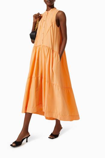hover state of Ellery Ruched Maxi Dress in Poplin    