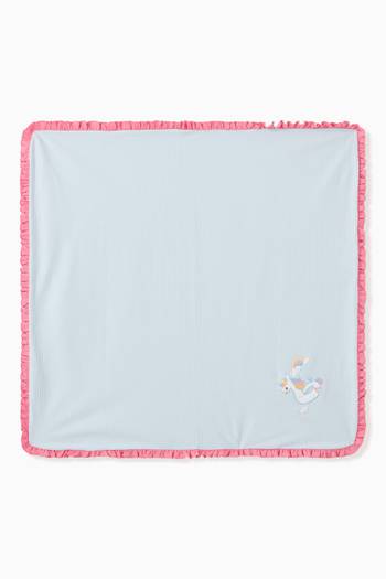 hover state of Unicorn Floatie Ruffle Blanket in Cotton