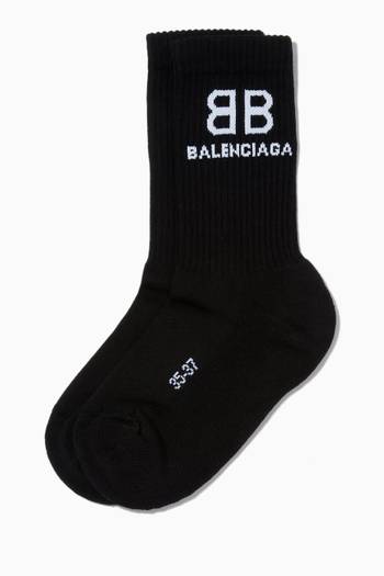hover state of Jacquard BB Tennis Socks in Ribbed Cotton   