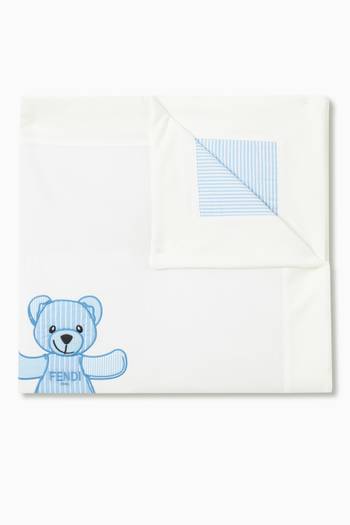 hover state of Embroidered Logo & Bear Baby Blanket in Cotton   