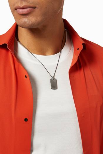 hover state of EA Dog Tag Necklace in Stainless Steel   