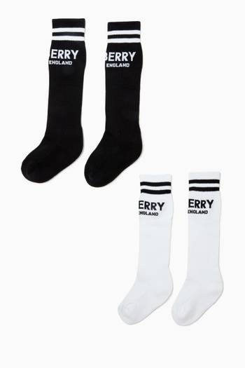 hover state of Logo Intarsia Socks in Technical Cotton, Set of 2 