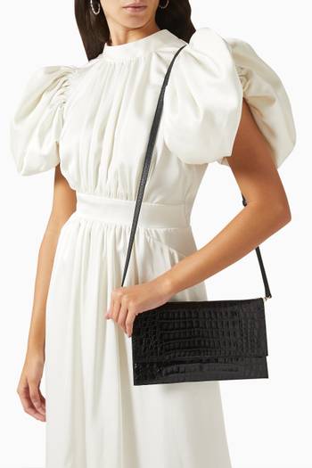 hover state of Sofia Clutch Bag in Crocodile Leather 