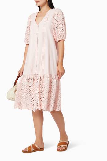 hover state of Elsie Button Midi Dress in Cotton 