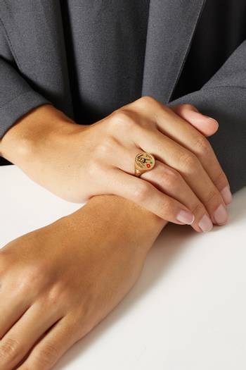 hover state of UAE Golden Jubilee Sheikh Zayed Pinky Ring with Diamond in 18kt Yellow Gold   