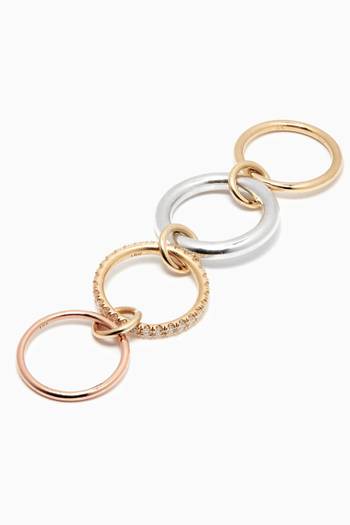 hover state of Janssen Diamond Pavé Linked Rings in 18kt Gold & Sterling Silver    
