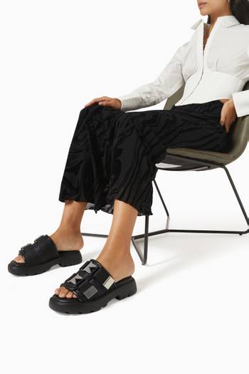 hover state of Flash Sandals in Leather & Technical Fabric