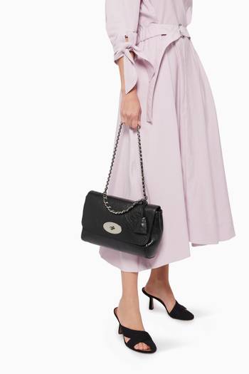 hover state of Medium Lily Top Handle Bag in High Shine Leather    