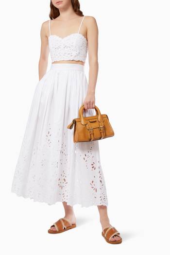 hover state of Broderie Anglaise Mid-length Skirt in Cotton Poplin    