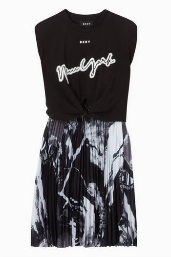 hover state of Logo All-over Print Pleated Skirt  