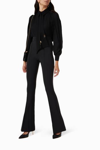 hover state of High-waisted Boot-cut Pants in Double-layer Crêpe        
