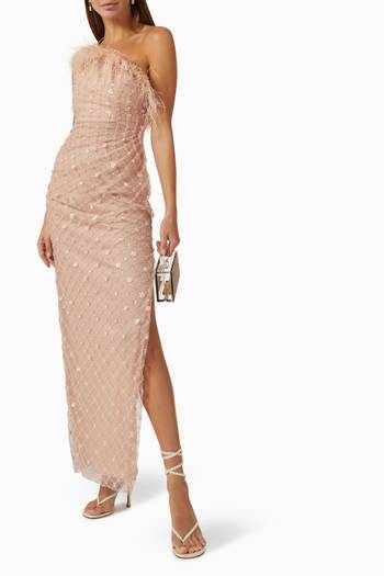 hover state of Embellished One Shoulder Gown in Tulle