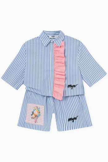 hover state of Frill & Stripe Shirt in Cotton