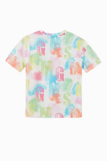hover state of All-over Logo Paint Print T-Shirt in Cotton