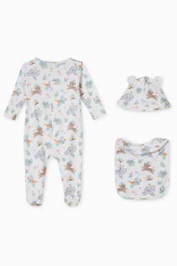 hover state of Baby Pyjamas, Hat & Bib Set in Organic Cotton  
