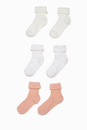 hover state of Logo Button Socks in Cotton, Set of 3   
