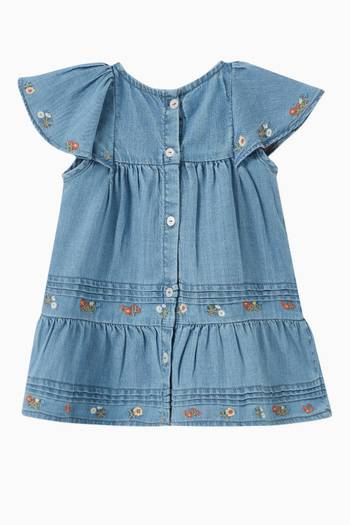 hover state of Ruffles Twill Dress in Chambray  