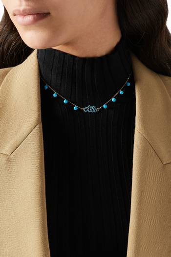 hover state of "Allah" Necklace with Turquoise in 18kt Yellow Gold   