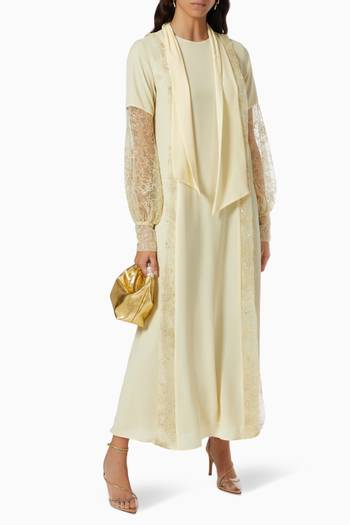 hover state of Embroidered Sleeves Kaftan in Crepe 
