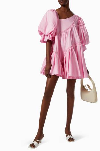 hover state of Casabianca Asymmetric Puff Sleeve Dress in Cotton 