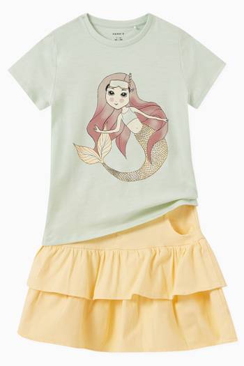 hover state of Jusa Mermaid Print T-shirt in Cotton Jersey  