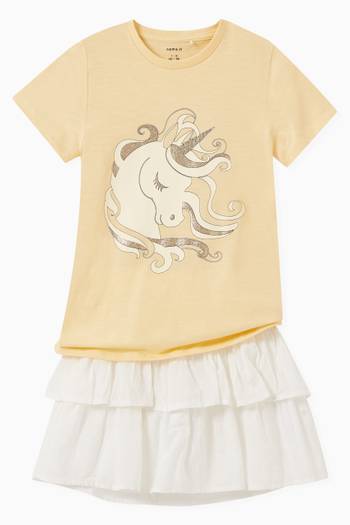hover state of Jusa Unicorn Print T-shirt in Cotton Jersey  