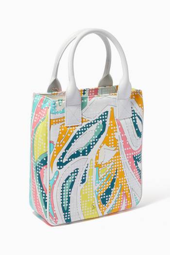 hover state of Abstract Print Tote Bag in Leather