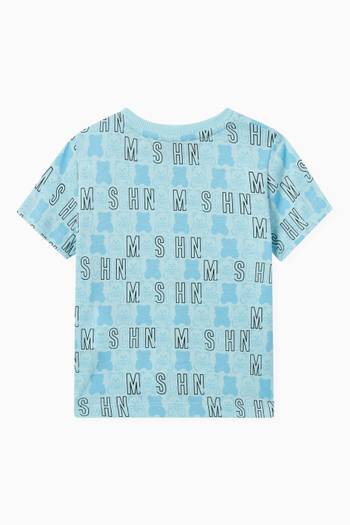 hover state of Teddy Bear Logo Print T-shirt in Stretch Cotton 