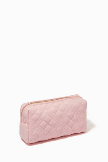 hover state of Makeup Bag in Quilted Faux Leather        