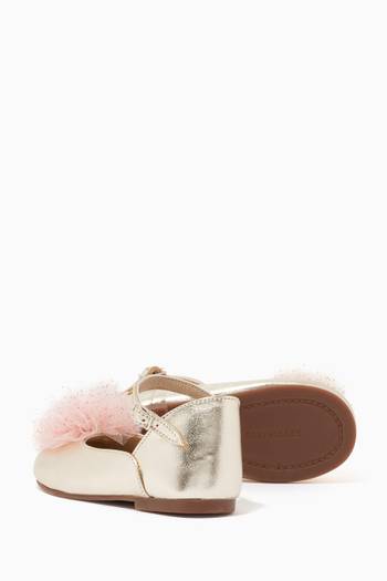 hover state of Fur-detail Ballerinas in Metallic Leather