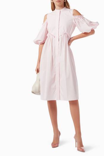 hover state of Puffy Sleeves Dress in Mikado Silk