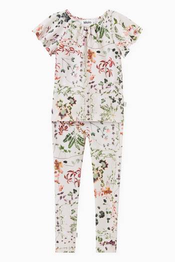 hover state of Floral Print Leggings in Jersey  
