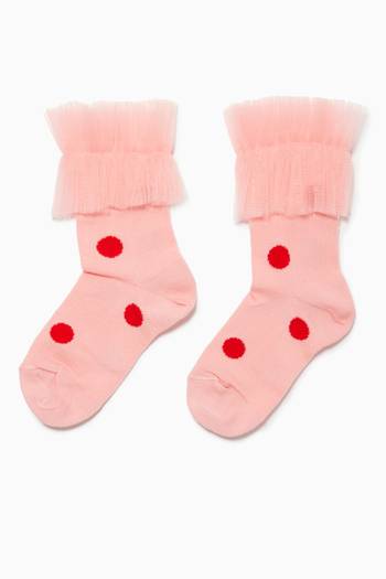 hover state of Poppy Polka Dots Socks in Cotton   
