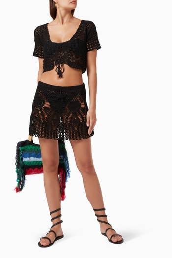 hover state of Paige Crop Top in Cotton Crochet 