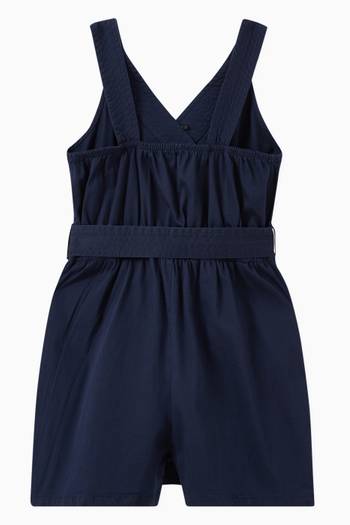 hover state of Mock Wrap Romper in Stretch Cotton