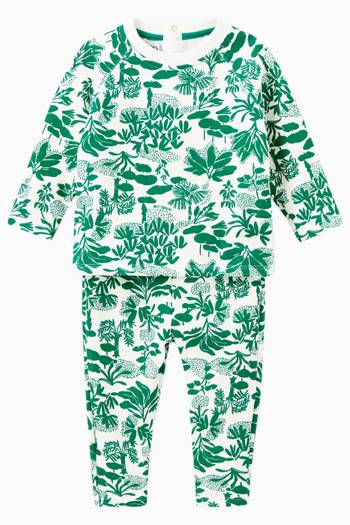 hover state of Plant Print Pants in Fleece 