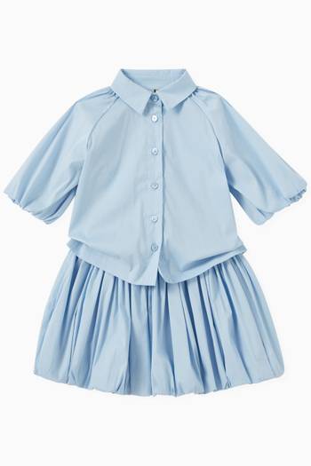 hover state of Puffy Petal Sleeve Shirt in Cotton 