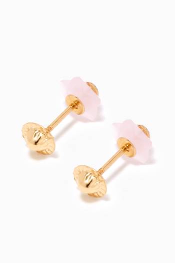 hover state of Ladybug Quartz Stud Earrings in 18kt Yellow Gold   