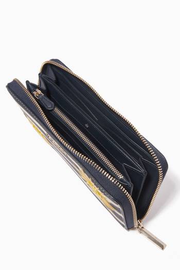 hover state of Sunkiss Embellished Zip Wallet in Striped PVC
