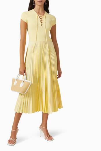 hover state of Pleated Midi Dress in Poly-Viscose Jersey 
