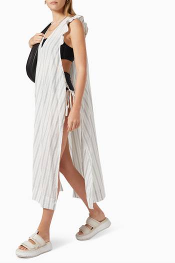 hover state of Front Tie Midi Dress in Organic Cotton Blend  