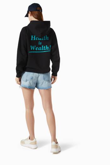 hover state of Health is Wealth Logo Hoodie in Cotton 