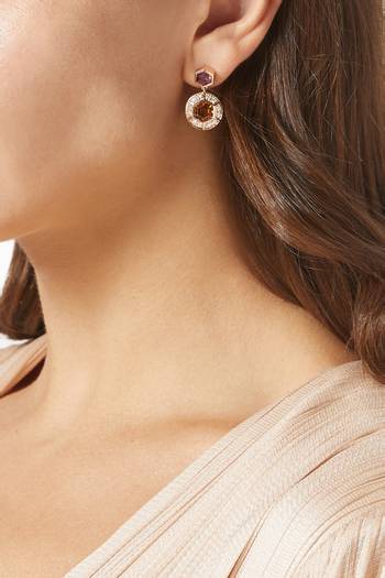 hover state of Kanzi Gemstone & Diamond Earrings in 18kt Rose Gold  