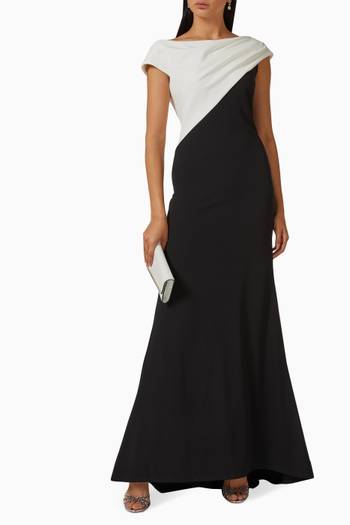 hover state of Arbor Angled Two-Tone Gown in Crepe