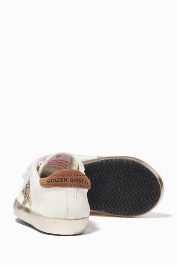 hover state of Baby School Sneakers with Leopard-print Suede Star in Nappa