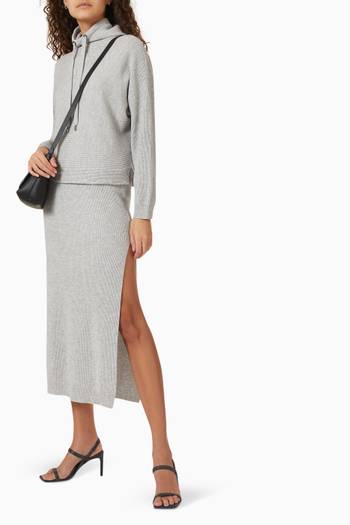 hover state of Skirt in Virgin Wool, Cashmere & Silk Horizontal Rib