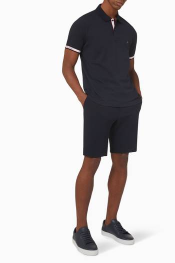 hover state of TH Logo Cuff Polo Shirt in Cotton Piqué